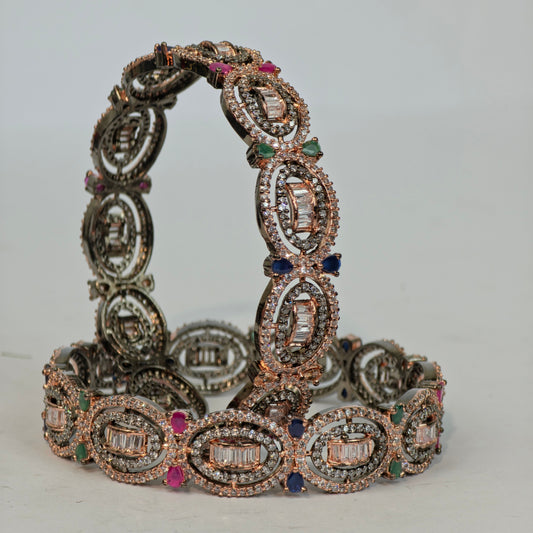 Decorative bracelet with gemstones on a light gray background