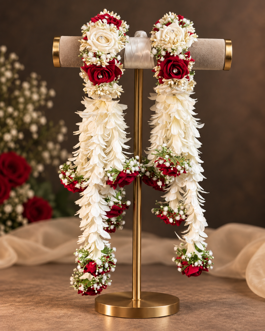 RED Rose & Tuberose Bridal Kaleera Gajra Pair | De Fleuristes