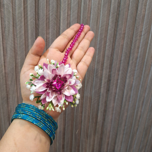 Double shaded floral earrings bindi
