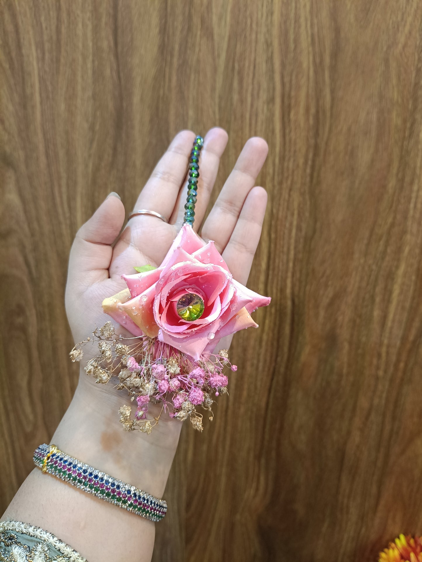 Floral Earrings and bindi