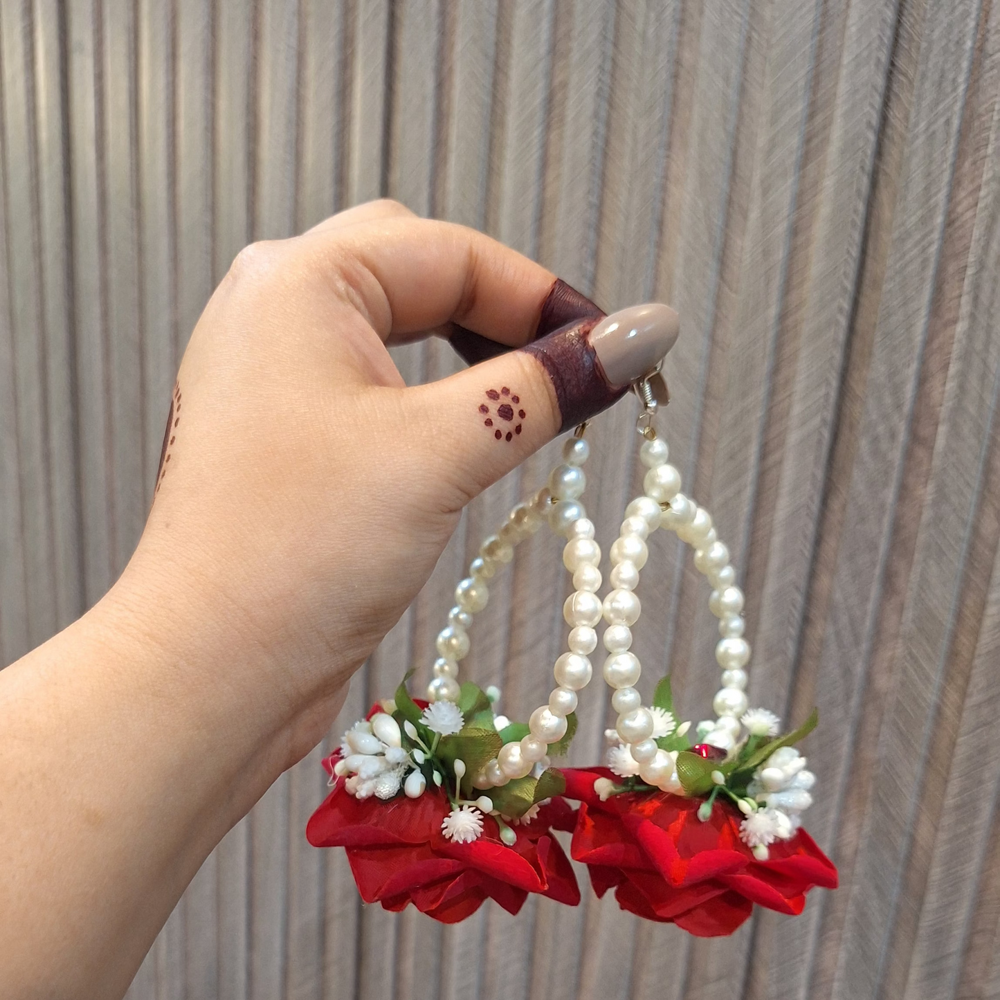 Close view of the velvet petal work