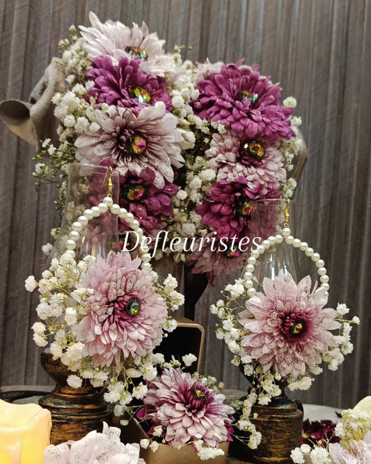 Imported Fresh Floral Jewelry for Bridals, a nikah gajra and earring set from De Fleuristes