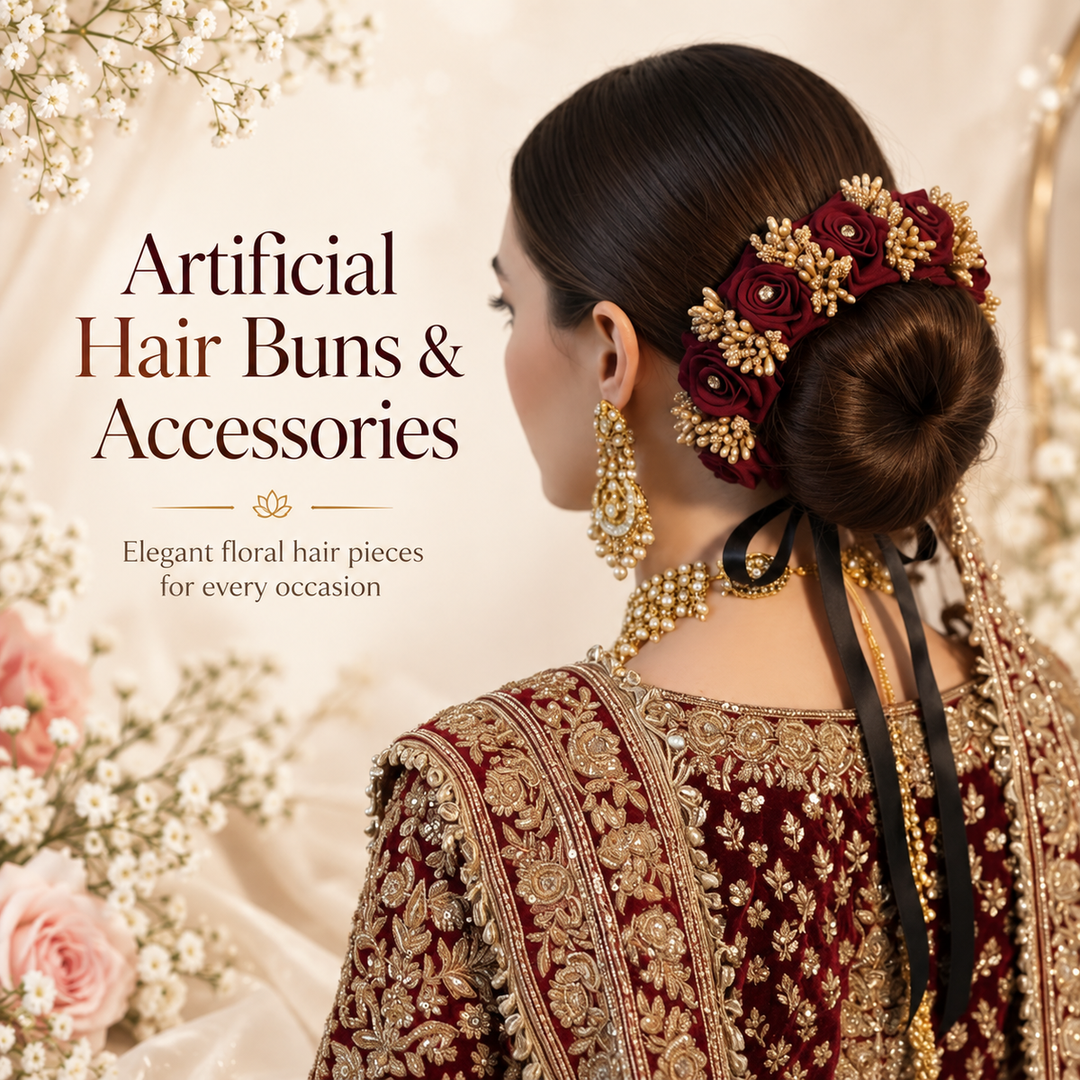 Artificial Hair Bun & Floral Hair Accessories – de Fleuristes