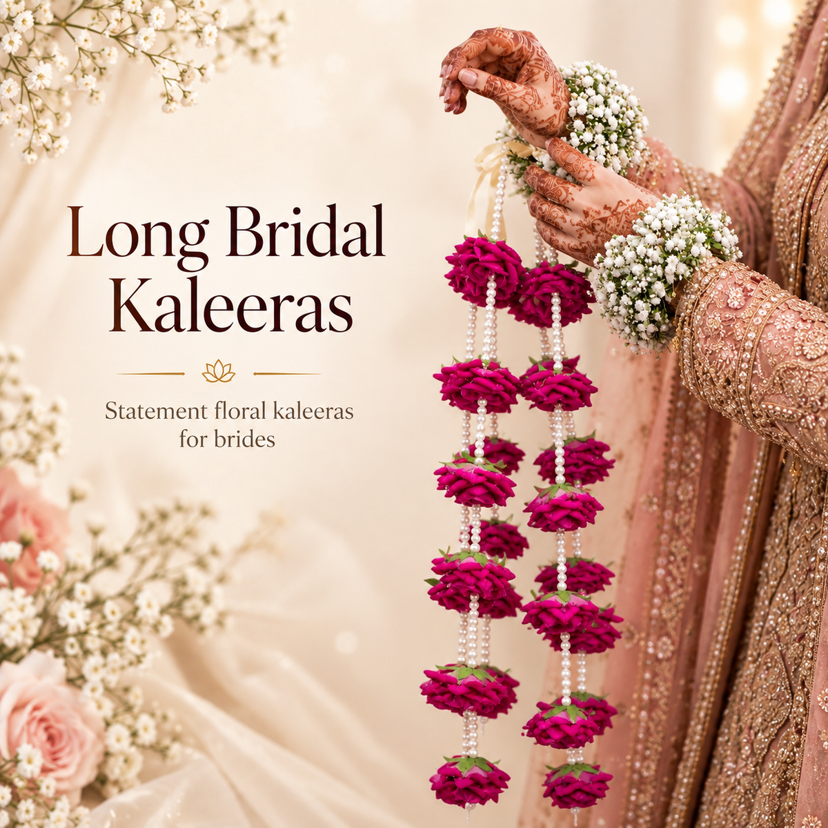 Viral Bridal Kaleera Gajra Pairs with Heavy Latkan | De Fleuristes
