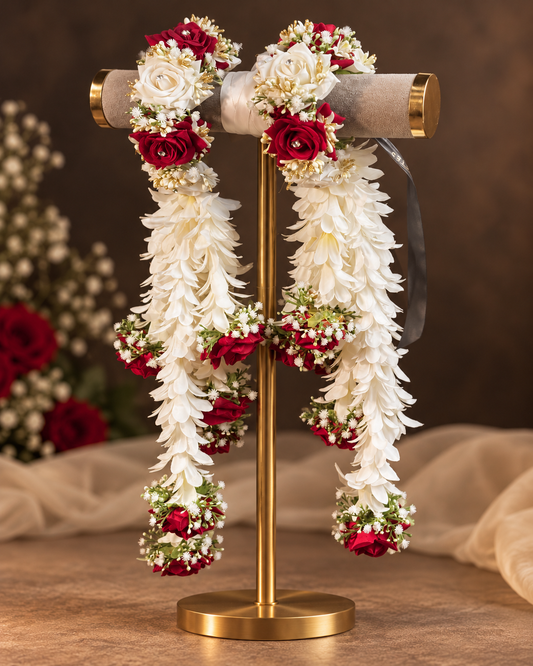 RED Rose & Tuberose Bridal Kaleera Gajra Pair | De Fleuristes