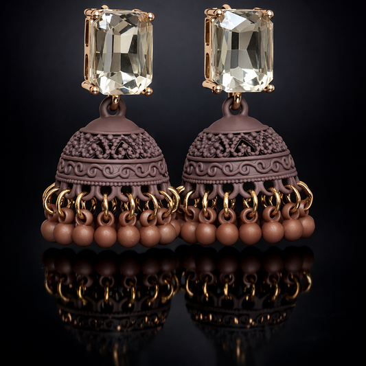 Midnight Bloom -Color Jhumka Earrings 005