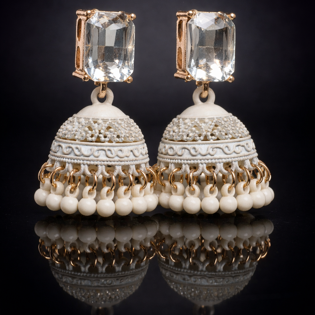 Midnight Bloom -Color Jhumka Earrings 004