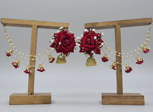 Reddish floral jhumka sahray