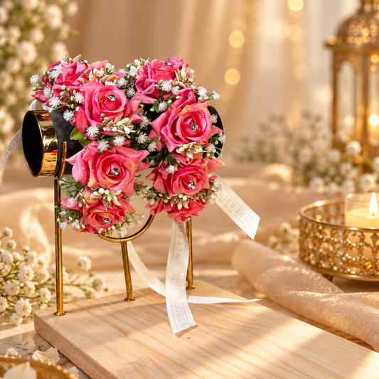 artifical flowwrs pink gajra pair 