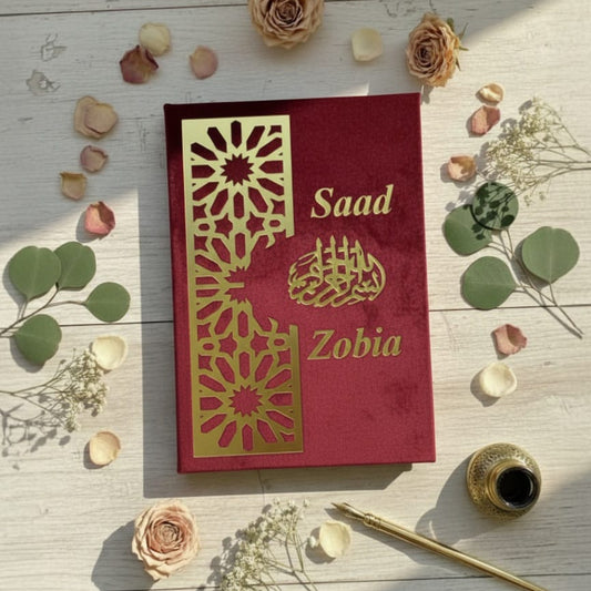 Red and gold Nikah certificate booklet  