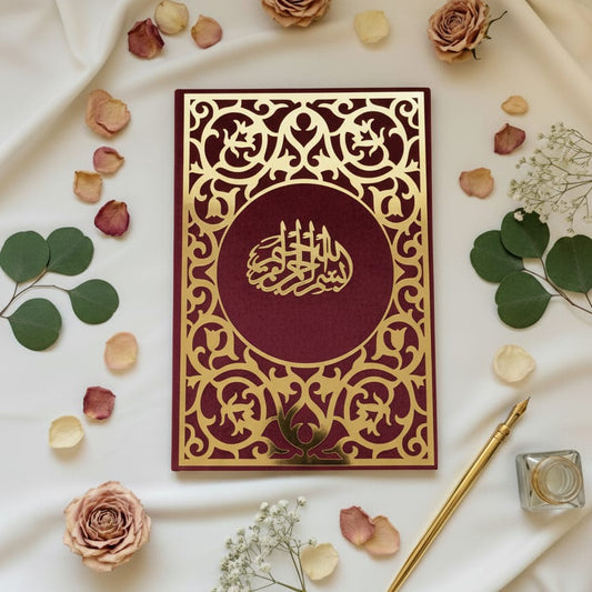 📖 Premium Velvet &amp; Acrylic Nikah Booklet
maroon color
