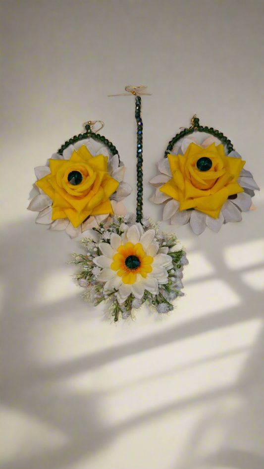 Premium floral Earrings and Bindi