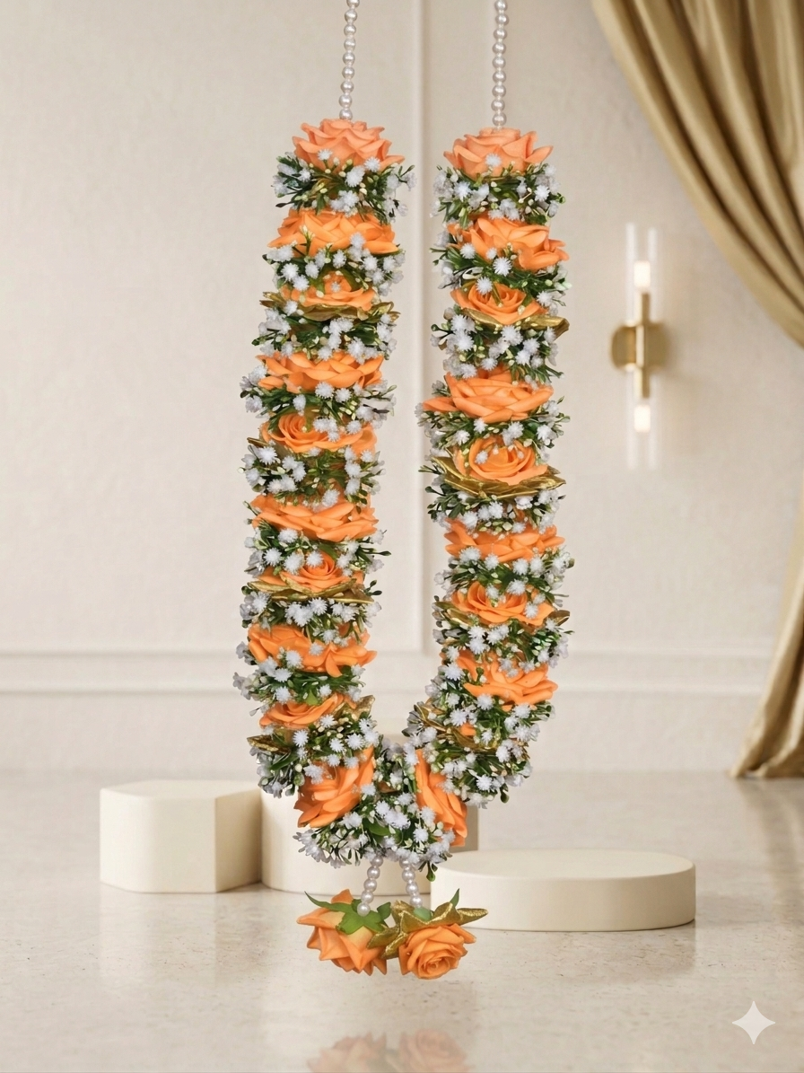 rose and baby breath artificial mala