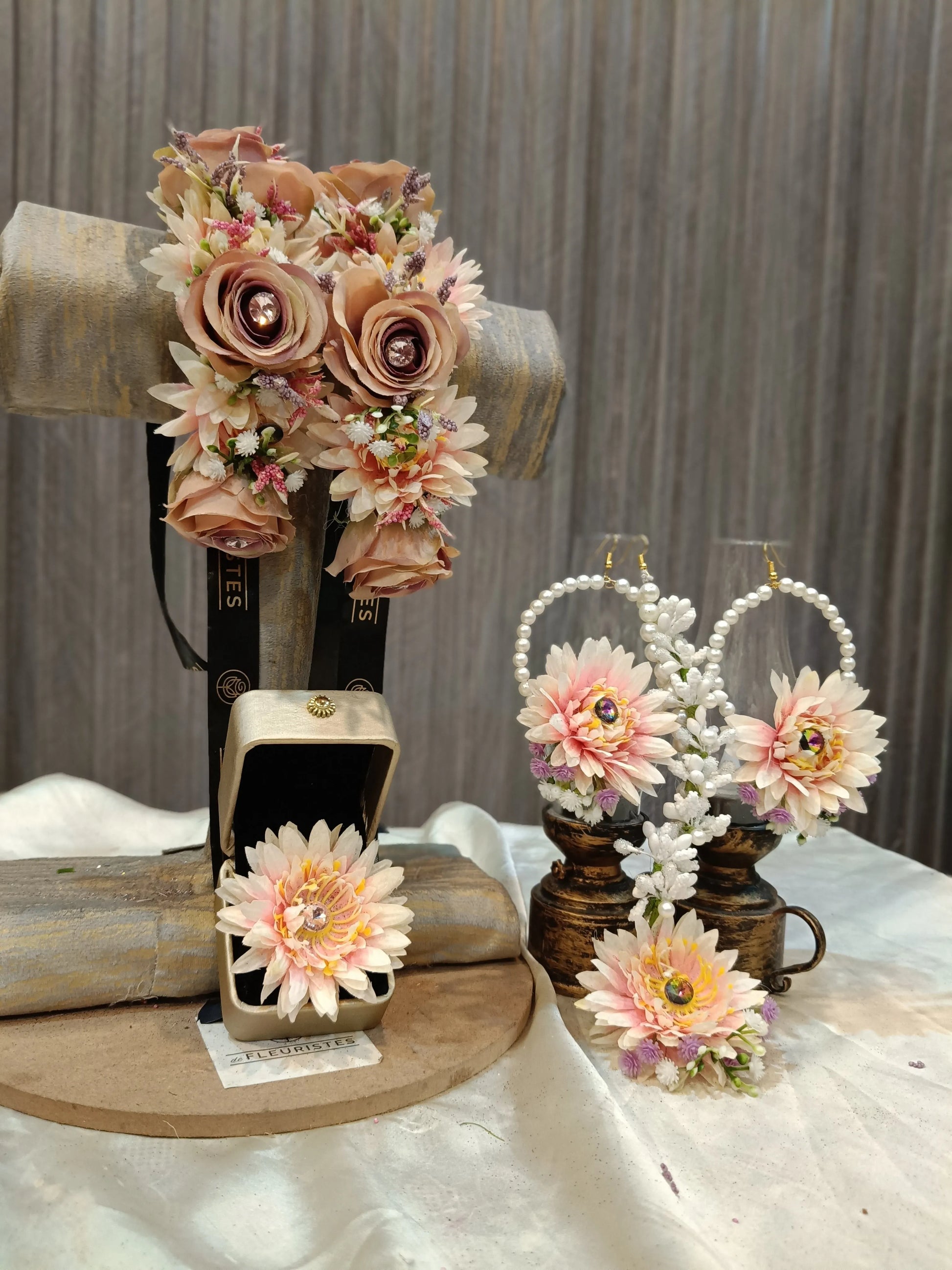  of Bright Evening Nikah Floral Jewelry Set, floral earrings by De Fleuristes