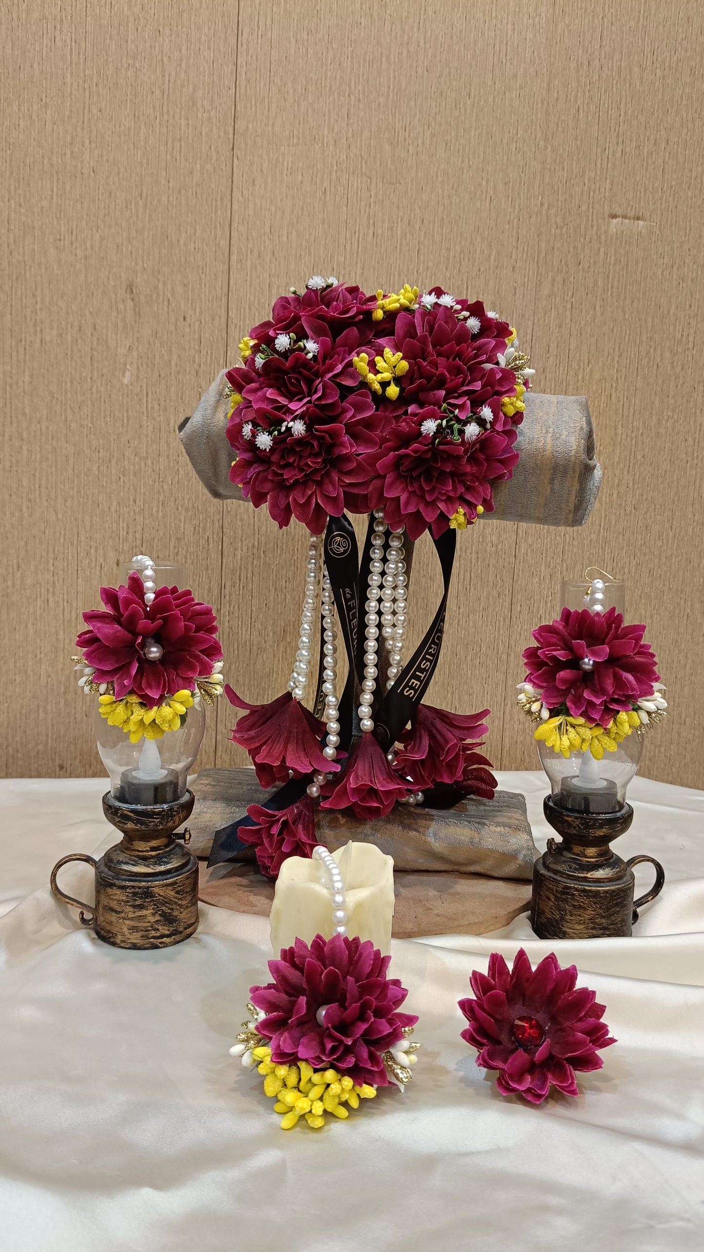 Deep Red Floral Adornments