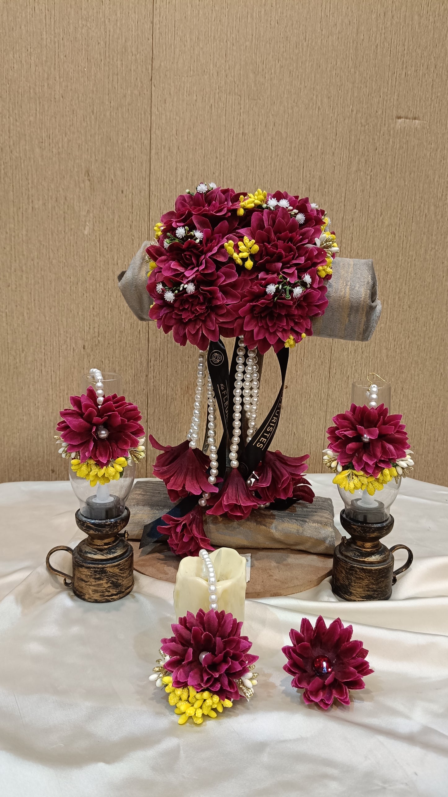 Deep Red Floral Adornments