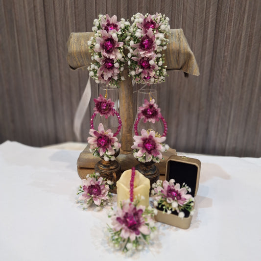 Artificial set with gajra pair, earrings, bindi and ring