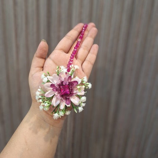 Double shaded floral earrings bindi