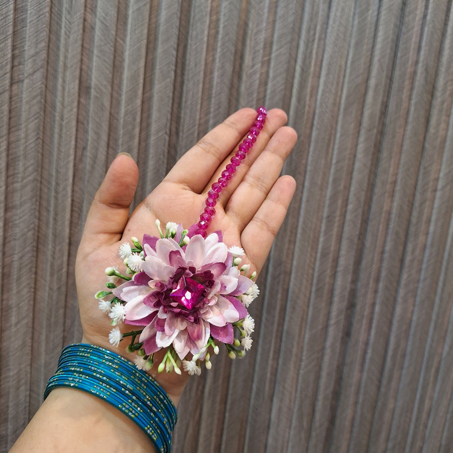 Double shaded floral earrings bindi