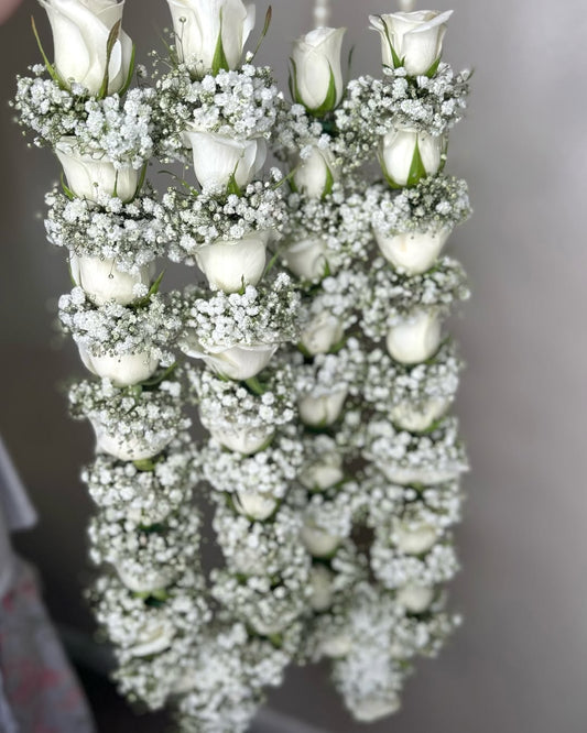 White Rose and Baby's breath Garland