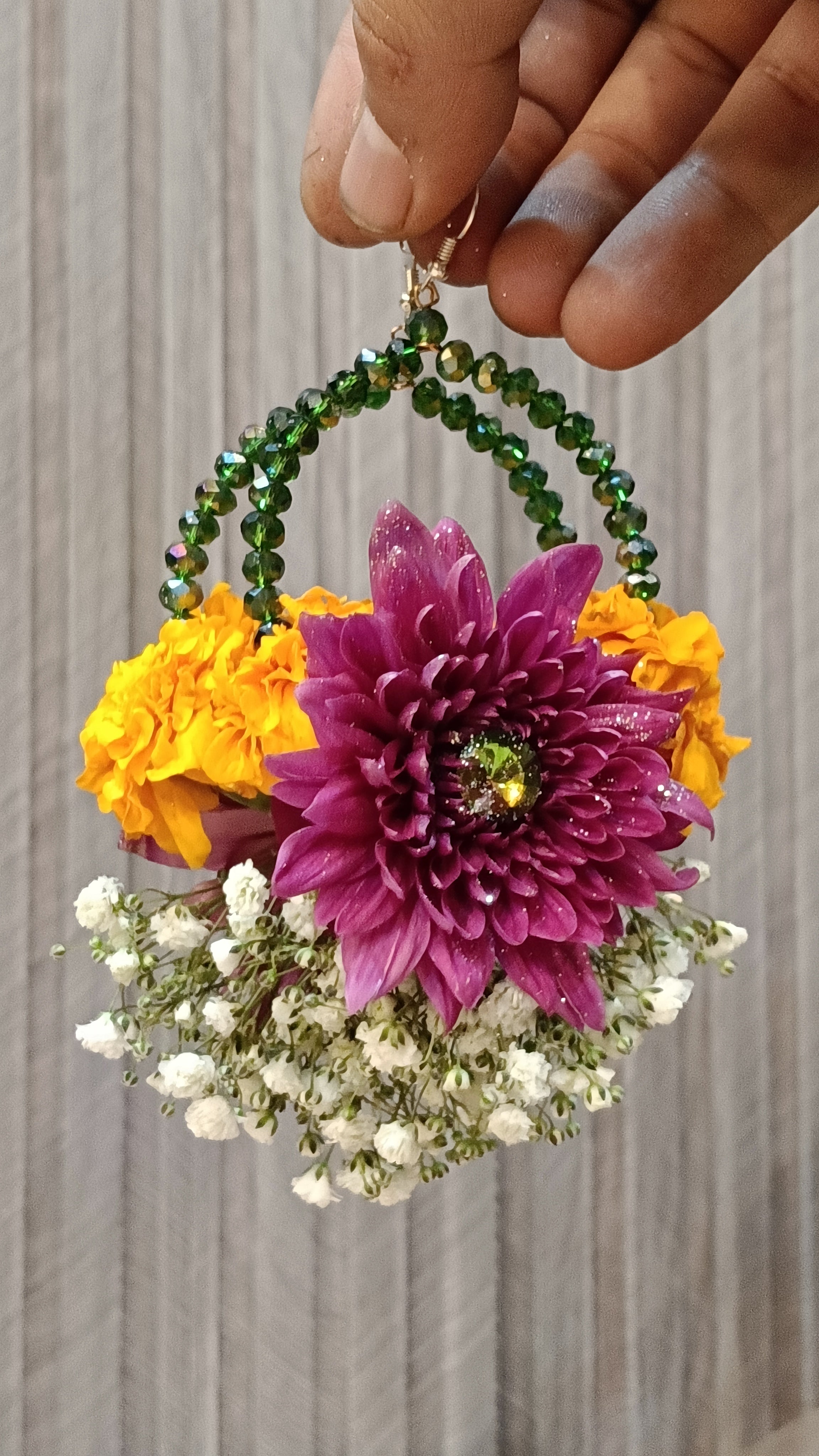 Chrysanthemum Earrings and Bindi
