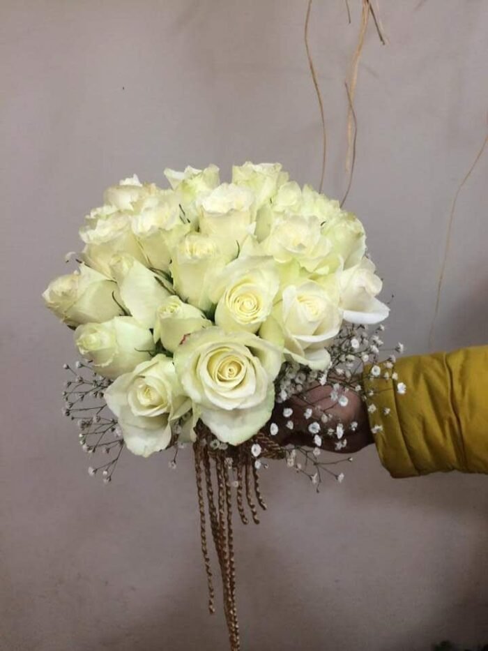 White bridal bouquet for Nikkah