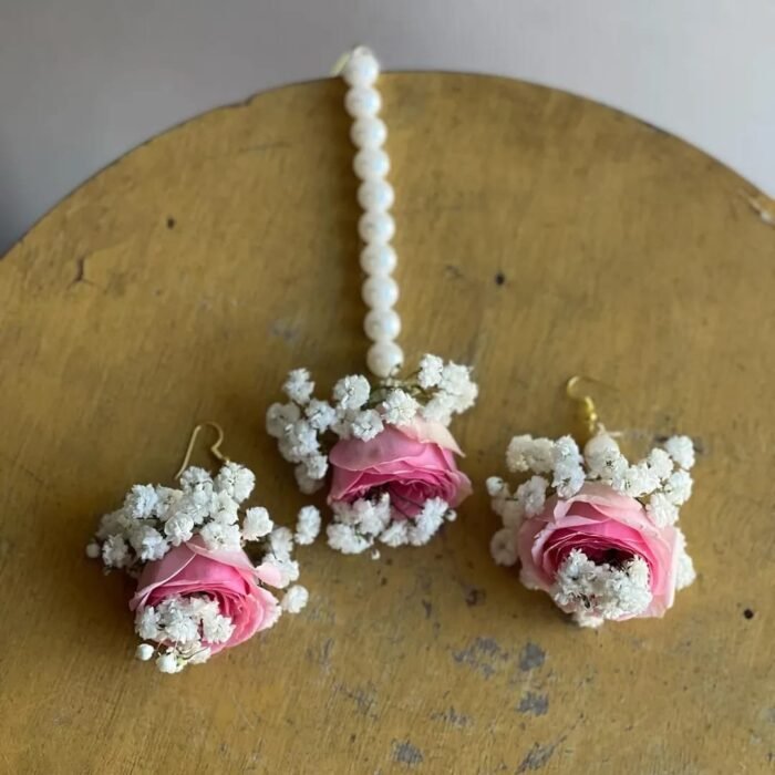 Elegant Pink and White Floral Jewelry for Brides - Image 3