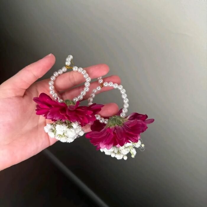 Maroon and White Floral Jewelry - Image 3