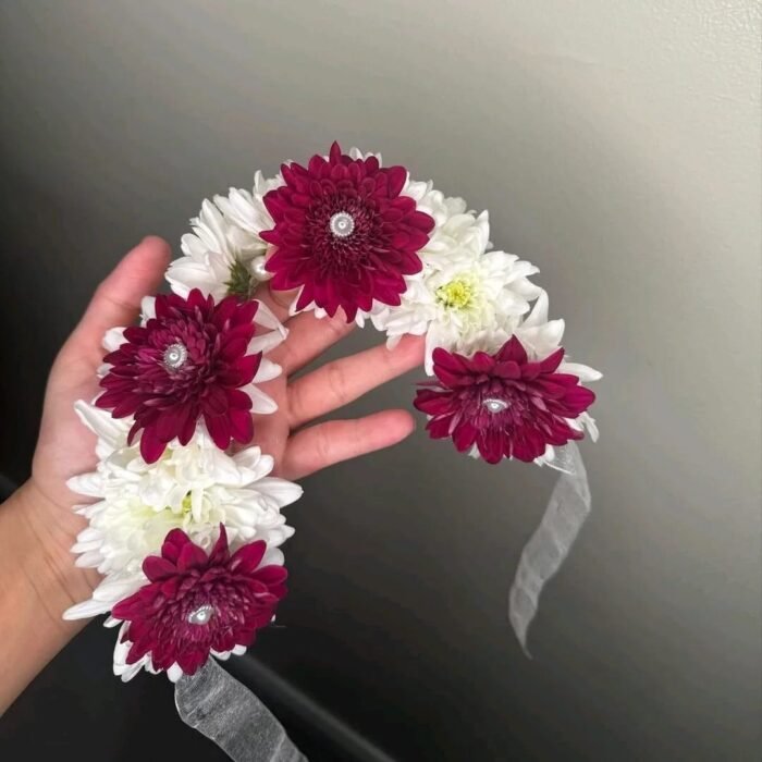 Maroon and White Floral Jewelry - Image 2